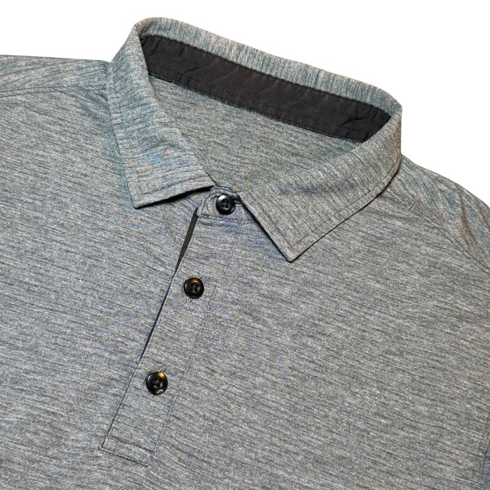 Lululemon Mens Small Evolution Polo Shirt Gray Heathered Space Dye Short Sleeve